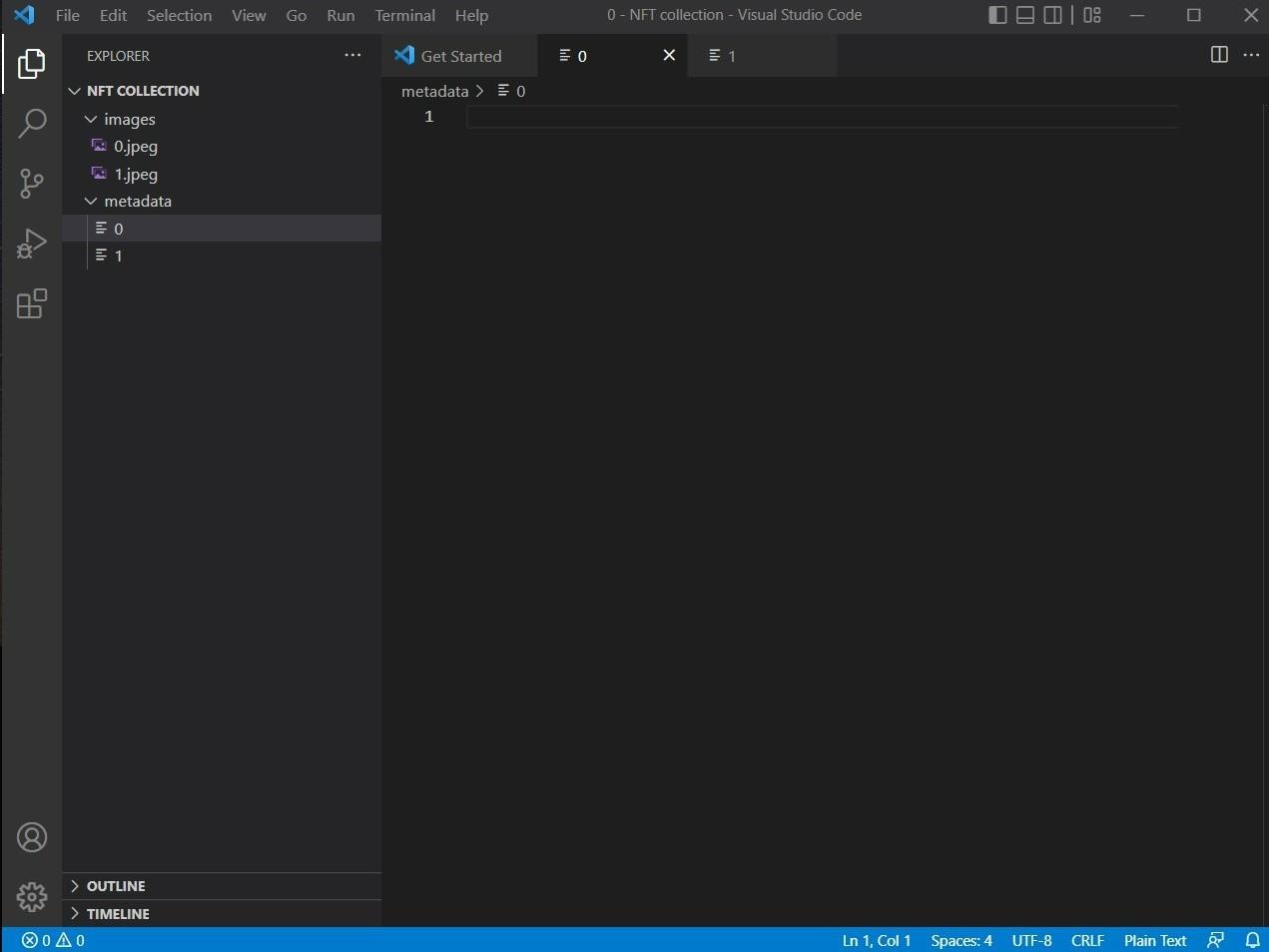 Create NFT collection in Visual Studio Code